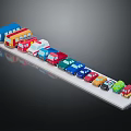 Colorful Toy Cars Collection With Various Vehicle Types Arranged On White Platform