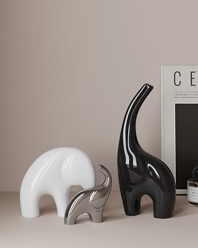 Modern Minimalist Decorative Ornament Combination With Abstract Black White Sculptures And Tabletop Decor 3d model