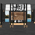 Elegant Modern Sales Office Interior With Reception Area Map Display And Marble Floor