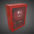 Red Fire Equipment Cabinet With Transparent Door And Fire Hose Inside 3d model