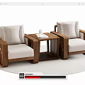 Modern Single Seater Sofas With Wooden Frame White Cushions And Small Coffee Table 3d model