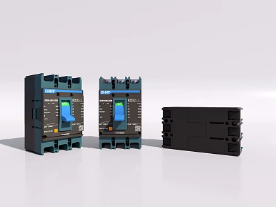 Blue And Black Electrical Circuit Breakers With Switch Mechanism Design 3d model