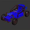 Blue Go Kart With Open Frame Structure And Black Racing Wheels 3d model
