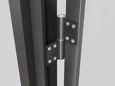 Durable Black Metal Hinge Connecting Two Metal Plates With Secure Screws 3d model