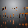 Medieval Weapons Collection With Metal Texture Golden Brown Color Neat Arrangement And Reflections