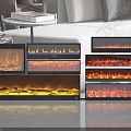 Modern Electric Fireplaces Displayed With Various Flame Effects And Multiple Styles 3d model