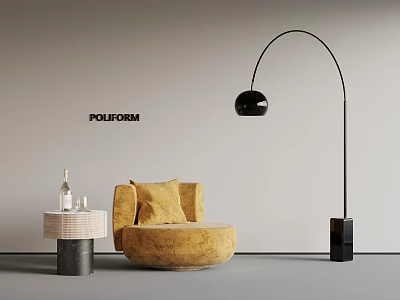 Modern leisure sofa single sofa floor lamp side table 3d model