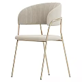 Modern Beige Upholstered Accent Chair With Tufted Back And Golden Metal Legs