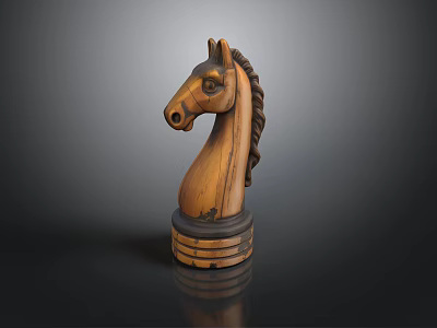 Handcrafted Wooden Horse Head Sculpture Decorative Home Living Accessory 3d model