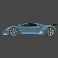 Sleek Blue Sports Car With Aerodynamic Body Rear Spoiler And Alloy Wheels