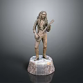 Detailed Man Statue With Long Hair Playing Guitar On Inscribed Base