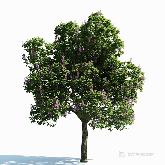 Lush Arbor With Green Leaves And Purple Flowers In Full Bloom 3d model 
