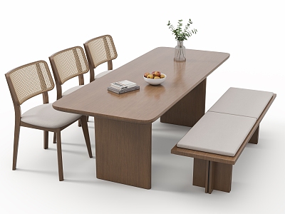 Middle style dining table and chair combination 3d model