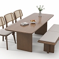 Middle style dining table and chair combination 3d model