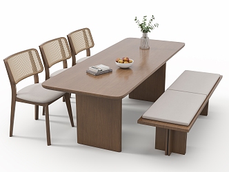 Middle style dining table and chair combination 3d model