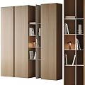 Modern Wooden Bookshelf Interior Design With Open Layered Shelves Books And Table Lamp