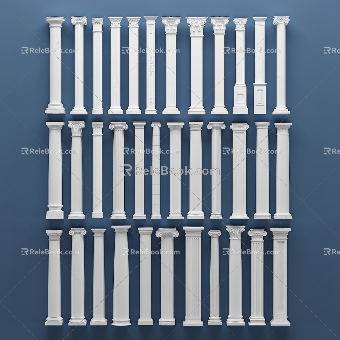 European Roman Gypsum Column 3d model