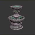 Green Stone Carved Two Tiered Fountain Sculpture With Classical Design Details