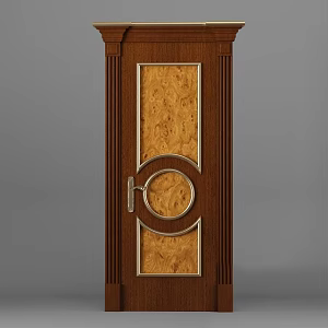 European style wooden door swing door security door 3d model