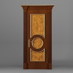 European style wooden door swing door security door 3d model