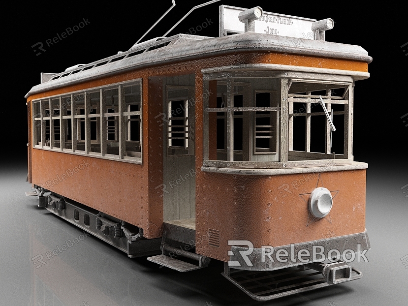 Trams Old-fashioned trams model