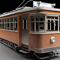 Vintage Brown Tram With Classic Structure And Windows 3d model
