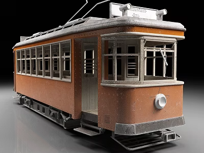 Vintage Brown Tram With Classic Structure And Windows 3d model Vintage Brown Tram With Classic Structure And Windows 3d model