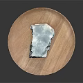 Blue And White Food Item On Round Wooden Plate With Smooth Surface