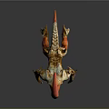 Game and Movie Character 3D Model With Red Horns Multiple Legs And Spiky Bony Structure