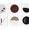 Modern Square Wall Decor Pieces With Circular Elements And Various Line Designs 3d model