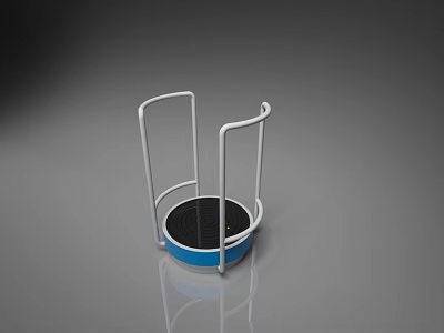 Playground Equipment With White Frame And Blue Circular Trampoline Surface For Kids 3d model