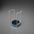 Playground Equipment With White Frame And Blue Circular Trampoline Surface For Kids