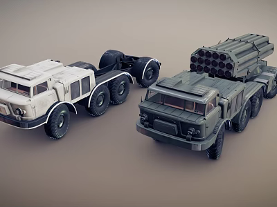 White And Green Heavy Duty Functional Trucks With Large Cargo Compartments And Strong Wheels 3d model