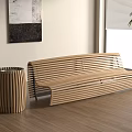 Outdoor Sofa with Wooden Slat Design and Round Side Table in Modern Interior