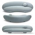 Modern Curved Sofa Design In Light Green Red With Round Cushion 3d model