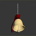 Modern Gold Bell Shaped Chandelier Featuring Red Bow And Hanging Chain