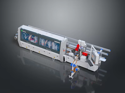 Industrial Automated Production Machine With Mechanical Arms Conveyor System And Control Panel 3d model
