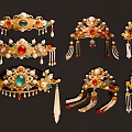 Intricate Traditional Ornate Pendants With Pearl Gemstone Accents And Golden Tassels