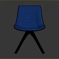 Blue Modern Padded Chair With Comfortable Curved Design And Black Legs