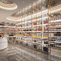 Modern Liquor and Tobacco Store Interior with Shelves of Wines Cigarettes and Bright Lighting