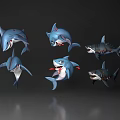 Realistic 3D Aquatic Animal Shark Models in Different Poses and Expressions