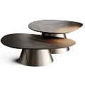 Modern Coffee Table Set With Wooden Grain Top And Conical Metal Base