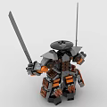 Building Blocks Mecha Warrior Figure With Two Swords Gray And Orange Design