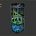 Colorful Pixel Art Cartoon Scene With Multi Layer Structure And Glowing Elements