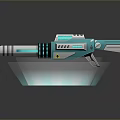 Futuristic Weapon 3D Rendered With Blue White Tech Design And Glowing Base 3d model