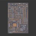 Printed Circuit Board with Copper Traces Electronic Components Precision Holes and Circuit Layout