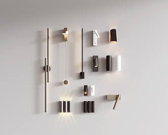 Modern minimalist wall lamp metal wall lamp decorative wall lamp wall lamp combination 3d model