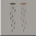 Modern Two Tone Chandeliers With Multiple Hanging Pendant Lights In Bright Interior