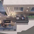 Relaxing Roof Garden With People Sitting On Outdoor Seating And Green Plants