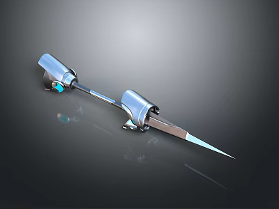Game Movie Character Weapon Shiny Metal Dagger With Blue Gemstone And Reflective Blade 3d model